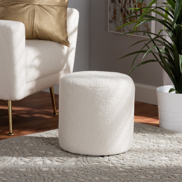 Baxton Studio Tori Modern and Contemporary Ivory Boucle Upholstered Ottoman 220-12870-ZORO - main